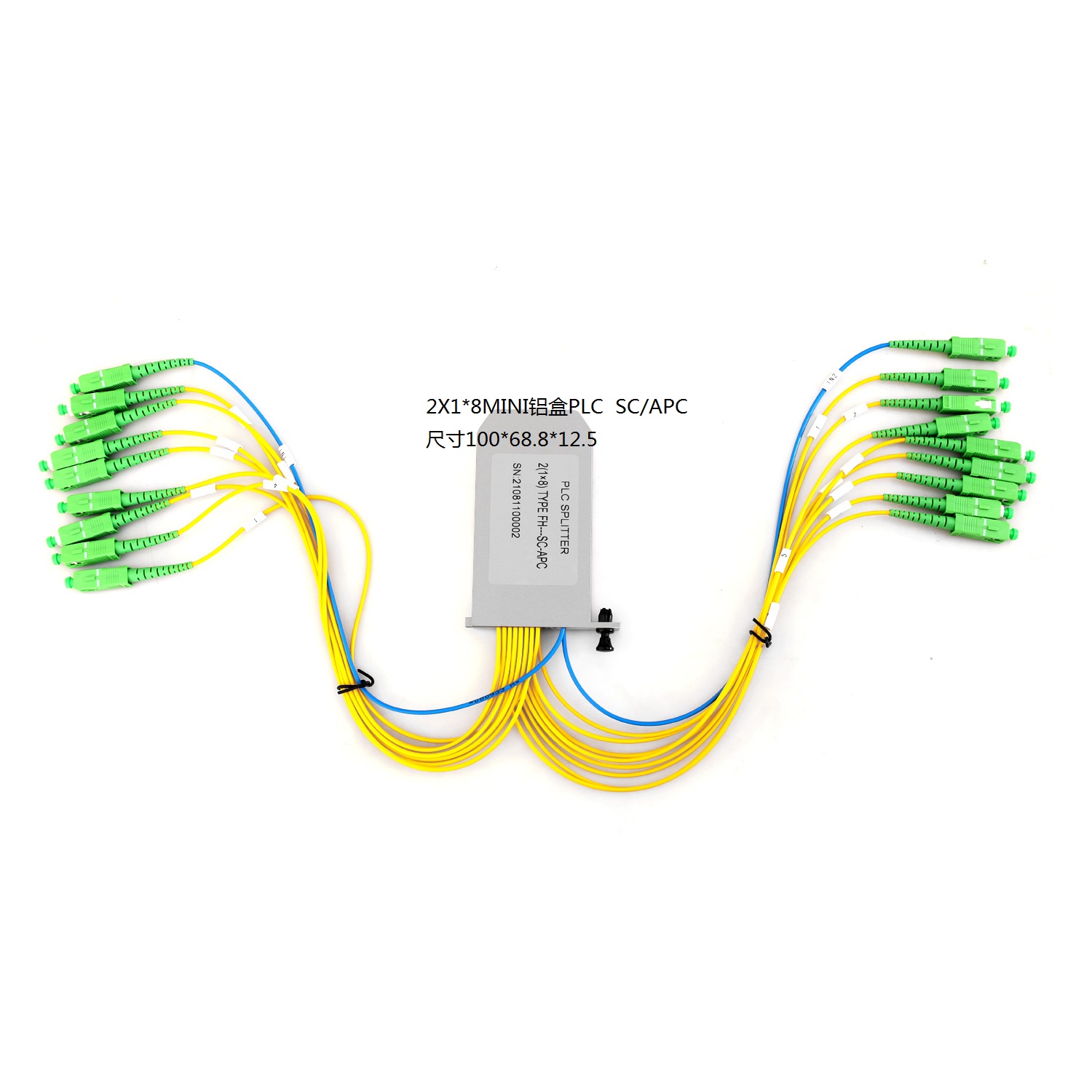 2X1 * 8MINI aluminum box PLC SC/APC size 100 * 68.8 * 12.5